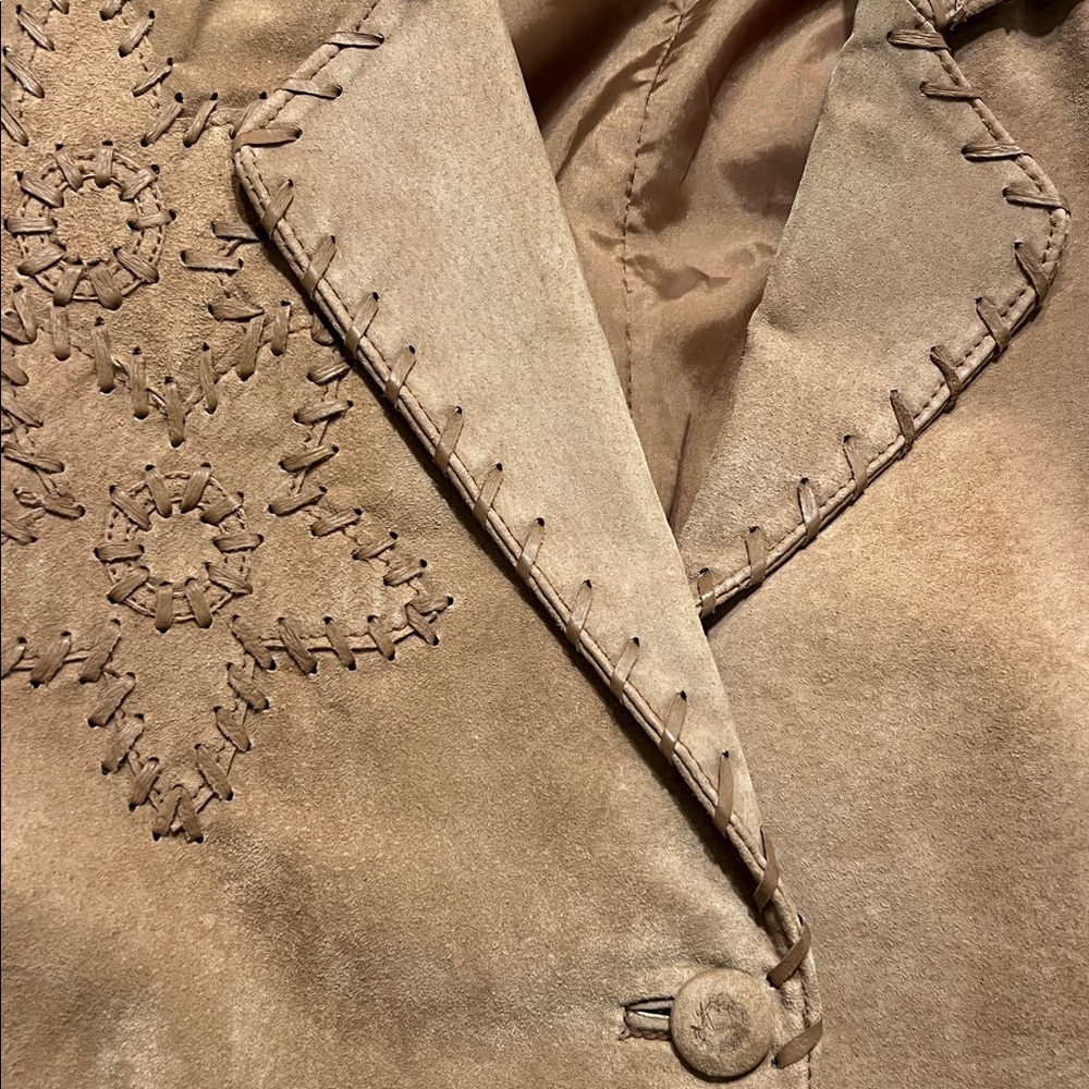 Coldwater Creek tan suede whipstitch daisy jacket - Picture 8 of 9
